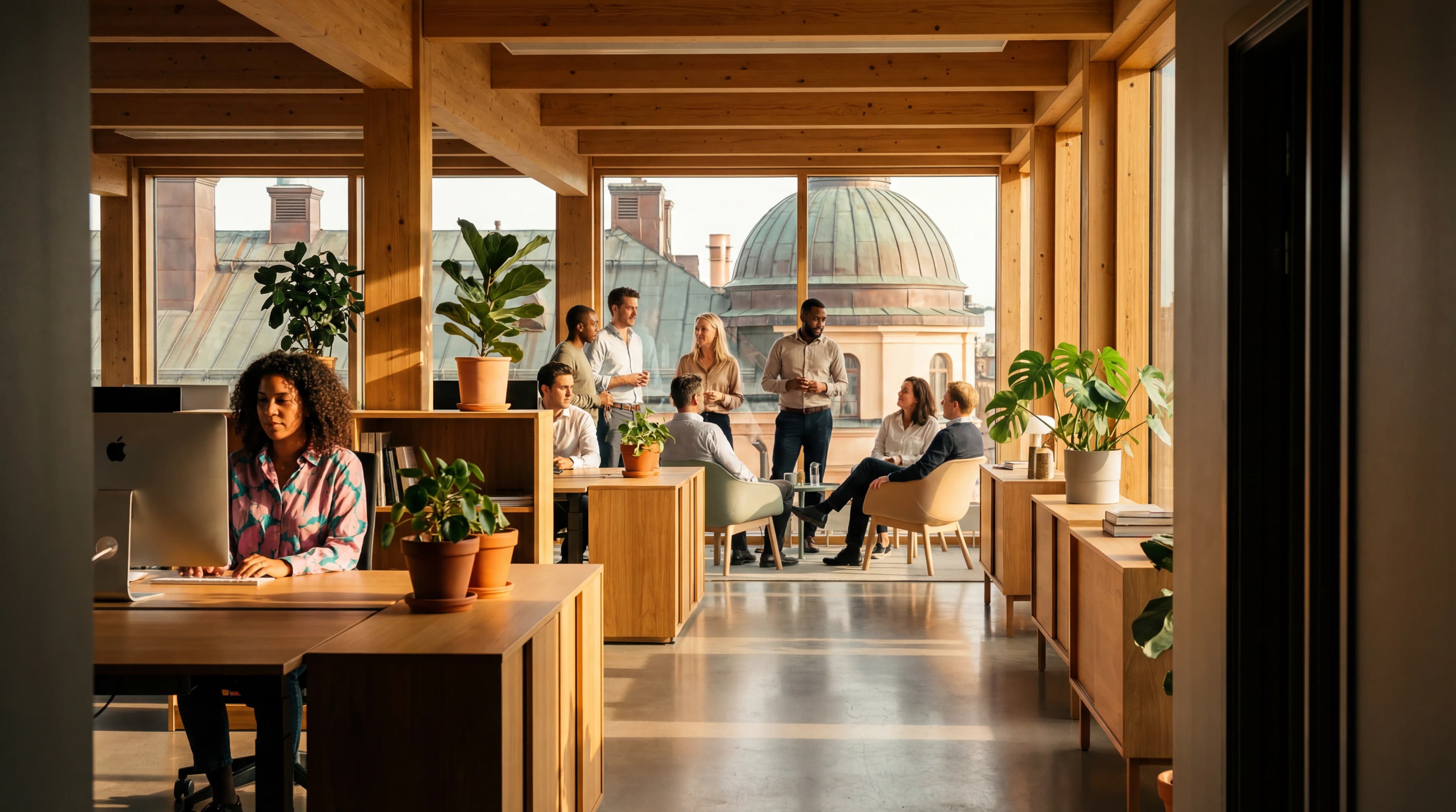 Kontor i gyllene ljus